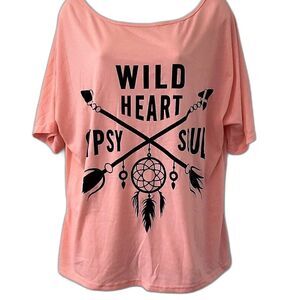 MISSLOOK Boho Wild Heart Gypsy Soul  Tee Shirt L